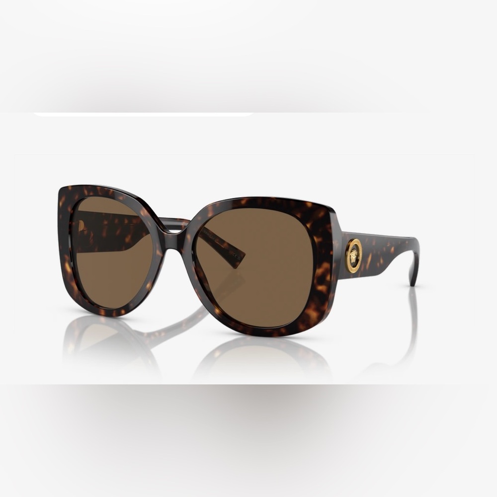 Versace Brown Oversized Sunglasses with Tortoiseshell Frame